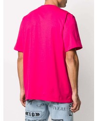 T-shirt à col rond imprimé fuchsia MSGM