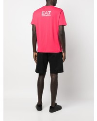 T-shirt à col rond imprimé fuchsia Ea7 Emporio Armani