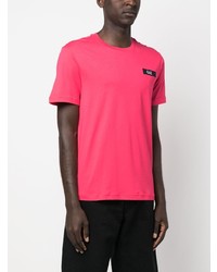 T-shirt à col rond imprimé fuchsia Ea7 Emporio Armani