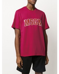 T-shirt à col rond imprimé fuchsia MSGM