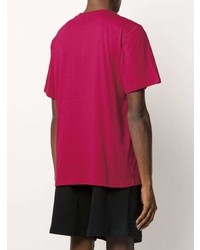 T-shirt à col rond imprimé fuchsia MSGM