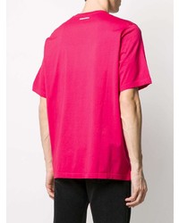 T-shirt à col rond imprimé fuchsia DSQUARED2