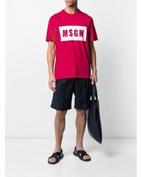 T-shirt à col rond imprimé fuchsia MSGM