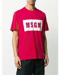 T-shirt à col rond imprimé fuchsia MSGM