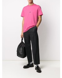 T-shirt à col rond imprimé fuchsia MSGM