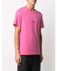 T-shirt à col rond imprimé fuchsia MSGM