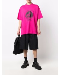 T-shirt à col rond imprimé fuchsia Vetements