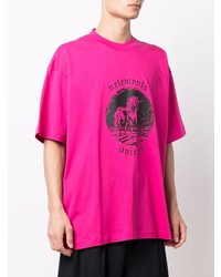 T-shirt à col rond imprimé fuchsia Vetements