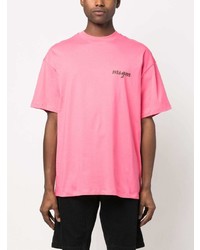 T-shirt à col rond imprimé fuchsia MSGM