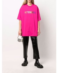 T-shirt à col rond imprimé fuchsia Vetements