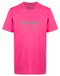 T-shirt à col rond imprimé fuchsia Maharishi