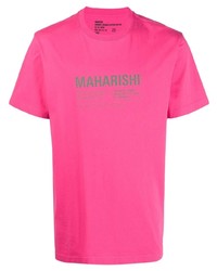 T-shirt à col rond imprimé fuchsia Maharishi