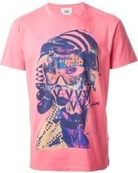 T-shirt à col rond imprimé fuchsia Marc Jacobs