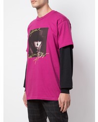 T-shirt à col rond imprimé fuchsia Supreme