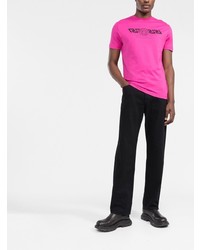 T-shirt à col rond imprimé fuchsia Versace