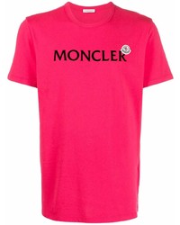 T-shirt à col rond imprimé fuchsia Moncler