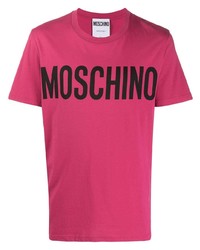 T-shirt à col rond imprimé fuchsia Moschino