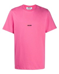 T-shirt à col rond imprimé fuchsia MSGM