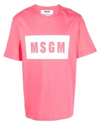 T-shirt à col rond imprimé fuchsia MSGM