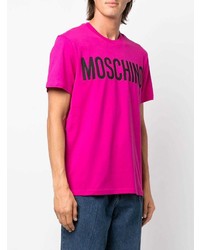 T-shirt à col rond imprimé fuchsia Moschino