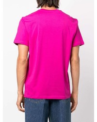 T-shirt à col rond imprimé fuchsia Moschino