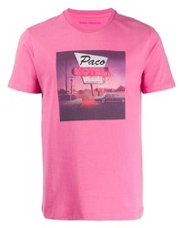 T-shirt à col rond imprimé fuchsia PACO RABANNE