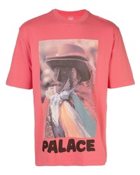 T-shirt à col rond imprimé fuchsia Palace