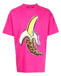T-shirt à col rond imprimé fuchsia Palm Angels