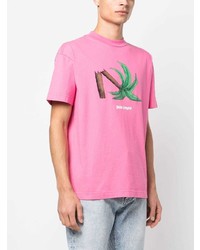 T-shirt à col rond imprimé fuchsia Palm Angels