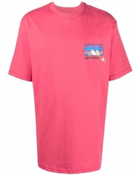 T-shirt à col rond imprimé fuchsia Pas de Mer