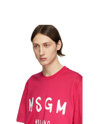 T-shirt à col rond imprimé fuchsia MSGM