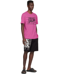 T-shirt à col rond imprimé fuchsia Versace