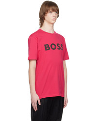 T-shirt à col rond imprimé fuchsia BOSS