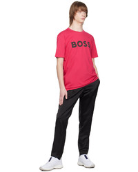 T-shirt à col rond imprimé fuchsia BOSS