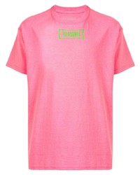 T-shirt à col rond imprimé fuchsia Pleasures