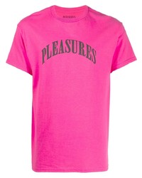 T-shirt à col rond imprimé fuchsia Pleasures