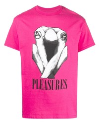 T-shirt à col rond imprimé fuchsia Pleasures