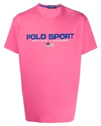 T-shirt à col rond imprimé fuchsia Polo Ralph Lauren
