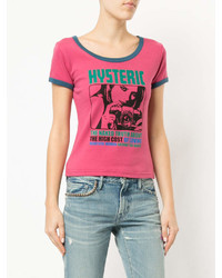 T-shirt à col rond imprimé fuchsia Hysteric Glamour