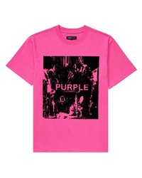 T-shirt à col rond imprimé fuchsia purple brand