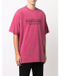 T-shirt à col rond imprimé fuchsia Balenciaga