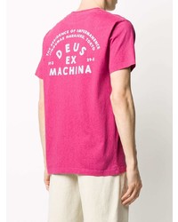 T-shirt à col rond imprimé fuchsia Deus Ex Machina