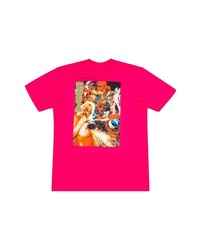 T-shirt à col rond imprimé fuchsia Supreme