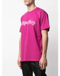 T-shirt à col rond imprimé fuchsia Supreme