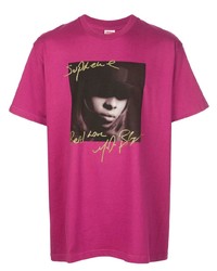 T-shirt à col rond imprimé fuchsia Supreme