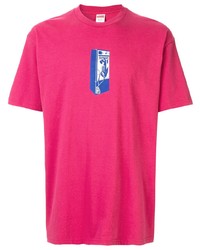 T-shirt à col rond imprimé fuchsia Supreme