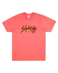 T-shirt à col rond imprimé fuchsia Supreme