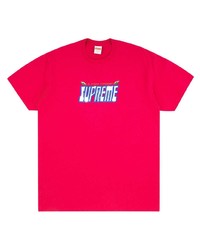 T-shirt à col rond imprimé fuchsia Supreme