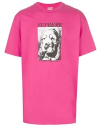 T-shirt à col rond imprimé fuchsia Supreme