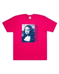 T-shirt à col rond imprimé fuchsia Supreme